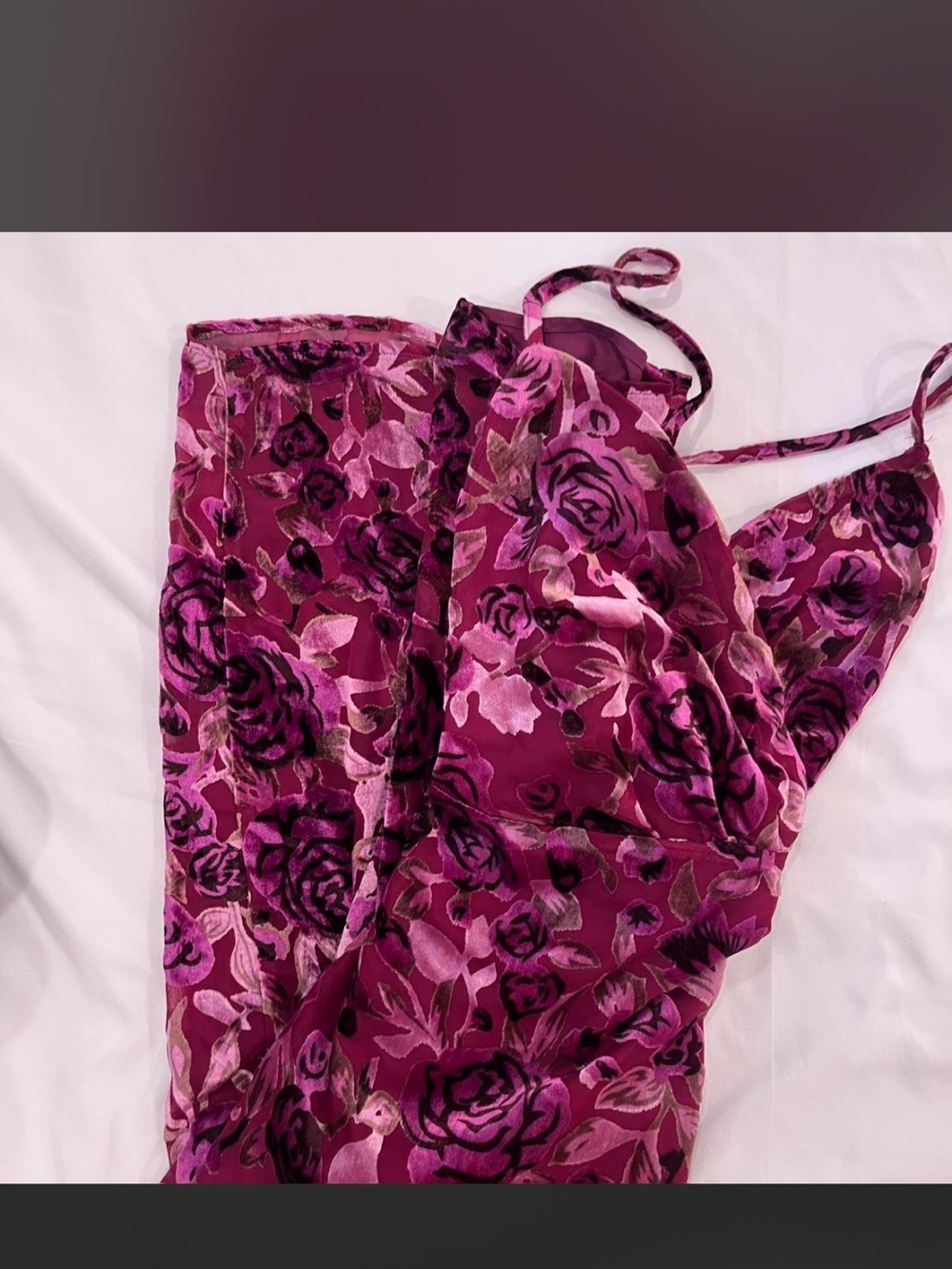 Nordstrom Floral Velvet Slip Dress in Raspberry and Magenta
